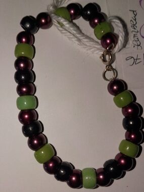 Beaded Green and Plum Women's Bracelet